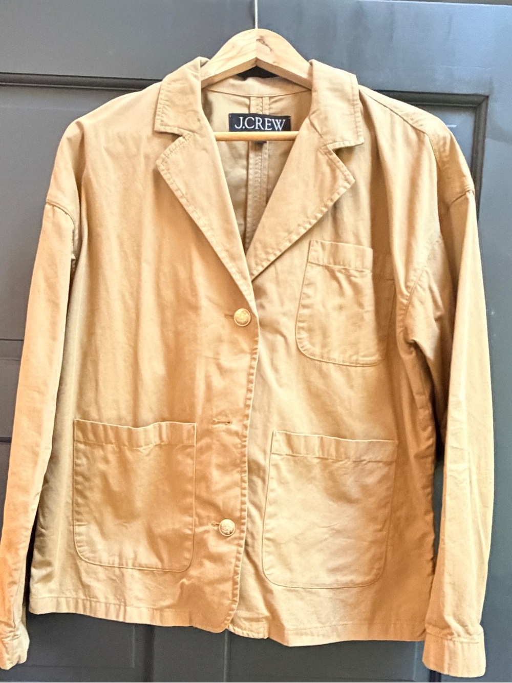 J.Crew Oversized Chino Cotton Blazer Size S Camel Never Worn Missing Button